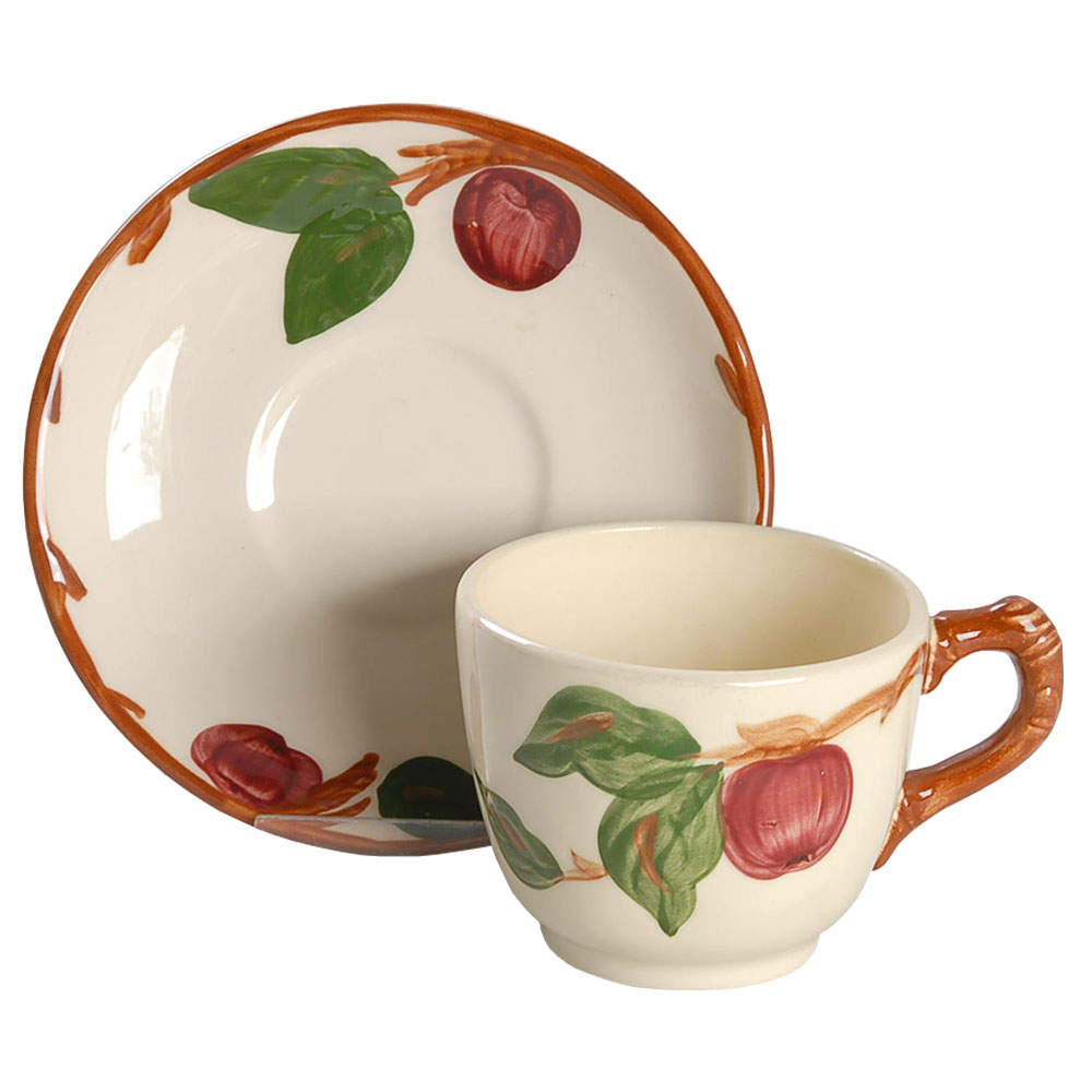 Apple (England Backstamp) Flat Cup & Saucer Set by Franciscan-1