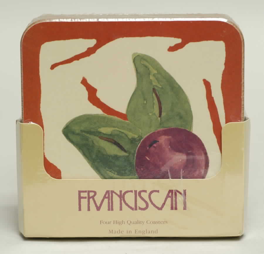 Apple (England Backstamp) (4 Pc) Cork Back Square Coaster Set by Franciscan-1