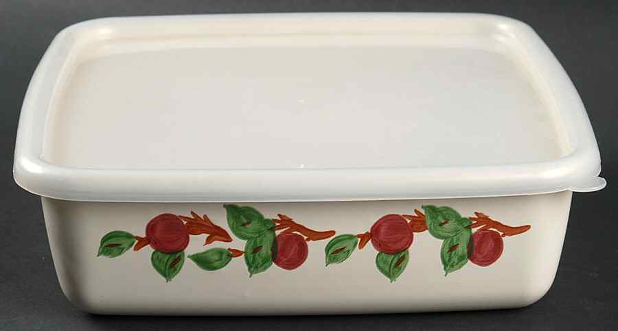 Apple (England Backstamp) Small Square Metal Baker W/Plastic Lid by Franciscan-1