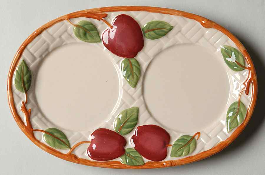 Apple (England Backstamp) Tray for Oil and Vinegar with V and O Stopper by Franciscan-1
