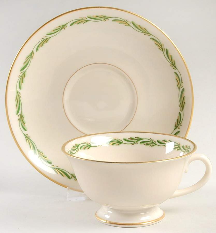 Arcadia Green Footed Cup & Saucer Set by Franciscan-1