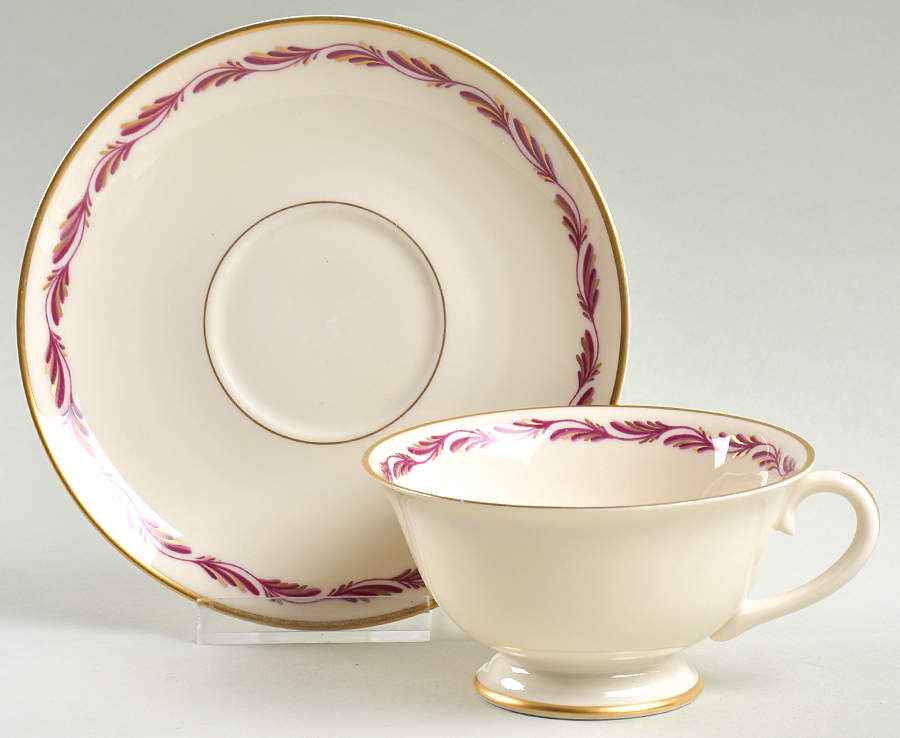 Arcadia Maroon Footed Cup & Saucer Set by Franciscan-1