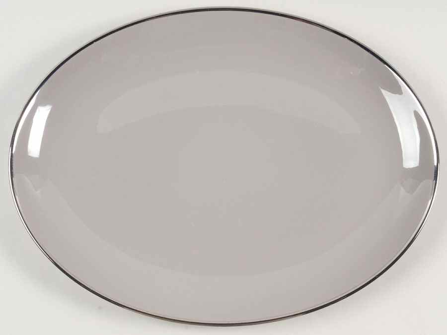 Birchbark (Platinum Trim) 12" Oval Serving Platter by Franciscan-1