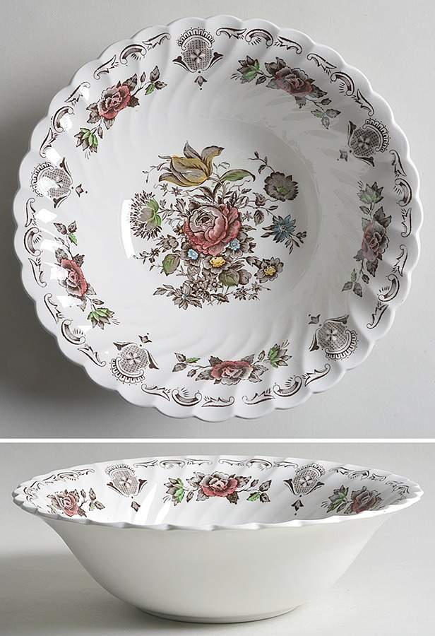 Bouquet (White Background) 9" Round Vegetable Bowl by Franciscan-1