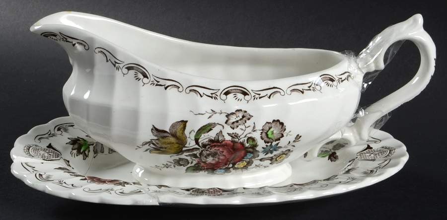 Bouquet (White Background) Gravy Boat & Underplate by Franciscan-1