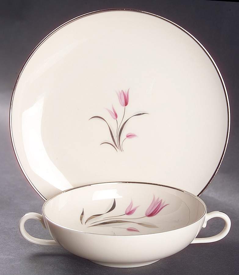 Carmel Flat Cream Soup Bowl & Dessert Plate/Saucer Set by Franciscan-1