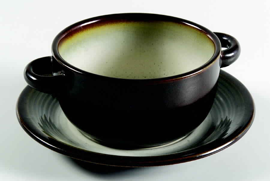Chestnut Flat Cream Soup Bowl & Saucer Set by Franciscan-1