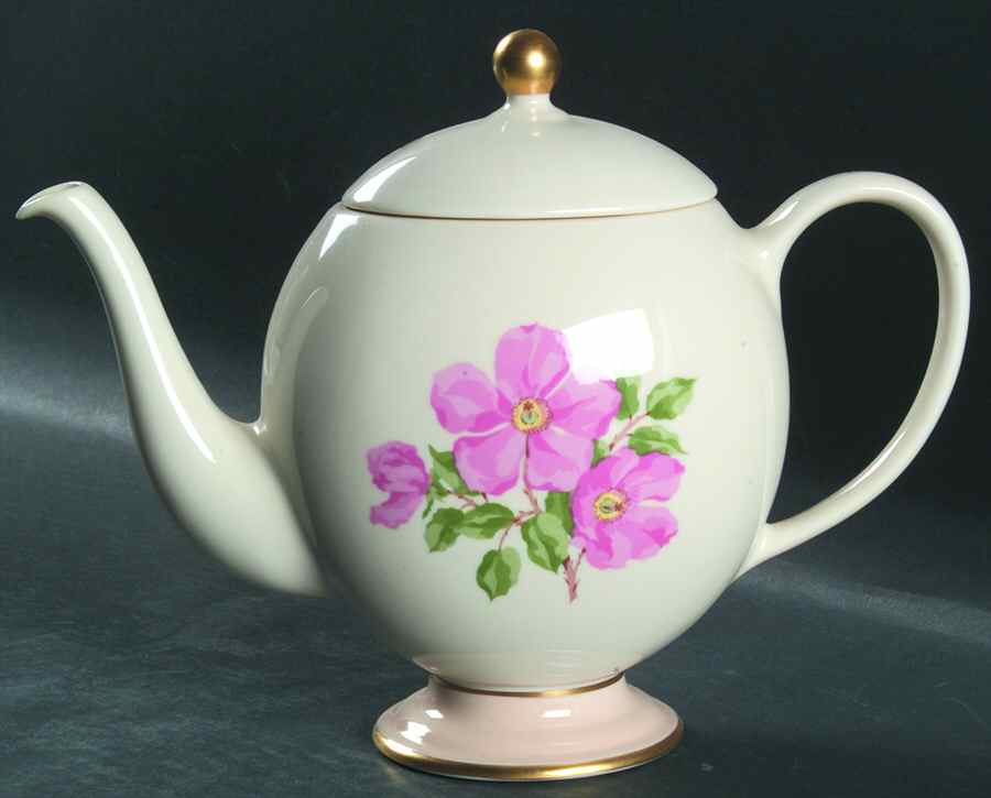 Cherokee Rose (Thin Gold Band, Palomino Shape) Teapot & Lid by Franciscan-1