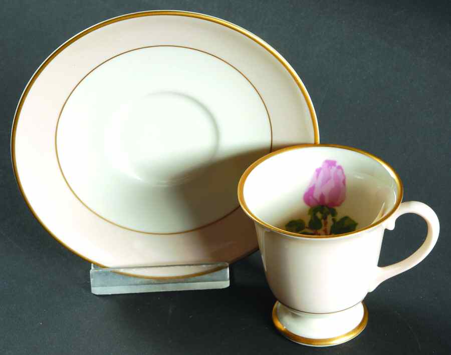 Cherokee Rose (Thin Gold Band, Palomino Shape) Footed Demitasse Cup & Saucer Set by Franciscan-1