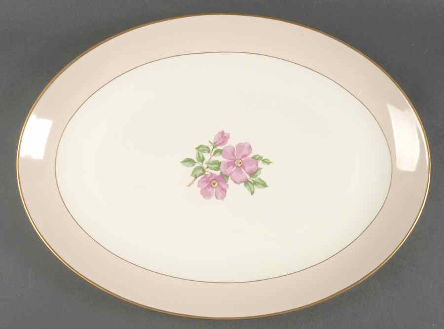 Cherokee Rose (Thin Gold Band, Palomino Shape) 16" Oval Serving Platter by Franciscan-1