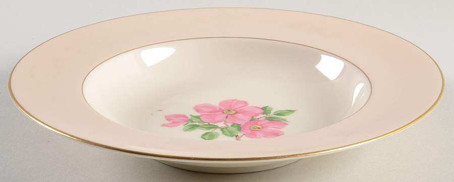 Cherokee Rose (Thin Gold Band, Palomino Shape) Rim Soup Bowl by Franciscan-1
