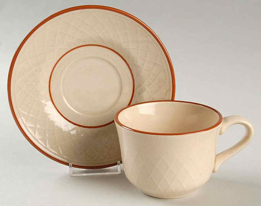 Chestnut Weave Flat Cup & Saucer Set by Franciscan-1
