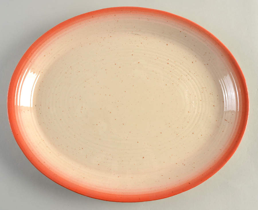 Country Craft Peachy Pink 14" Oval Serving Platter by Franciscan-1