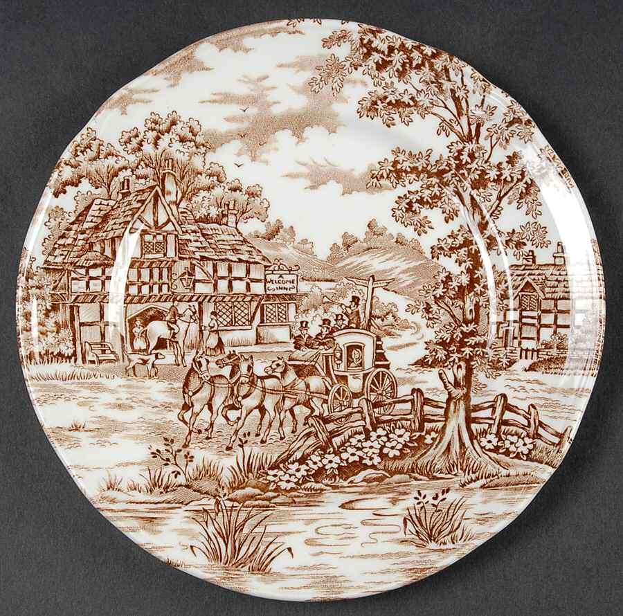 Coaching Days Brown Dessert/Pie Plate by Franciscan-1