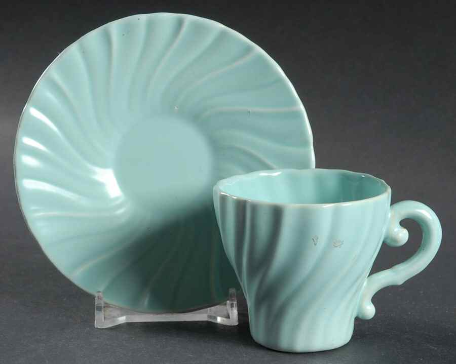 Coronado Aqua Matte Flat Demitasse Cup & Saucer Set by Franciscan-1