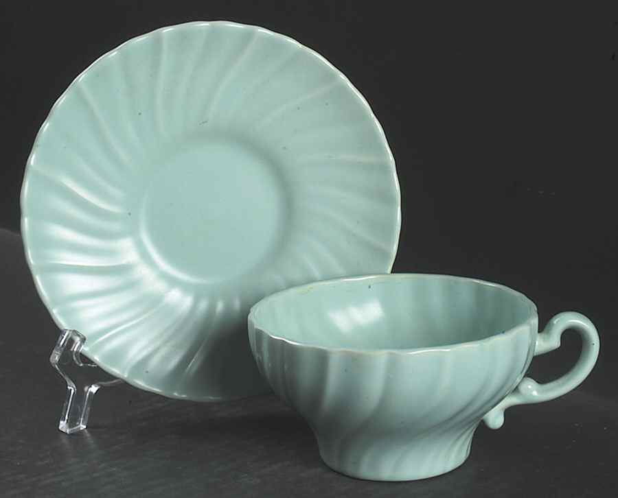 Coronado Aqua Matte Flat Cup & Saucer Set by Franciscan-1