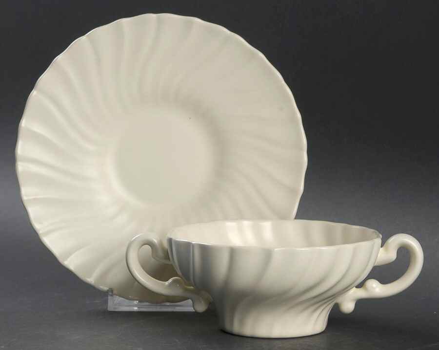Coronado Off White Matte Flat Cream Soup Bowl & Saucer Set by Franciscan-1
