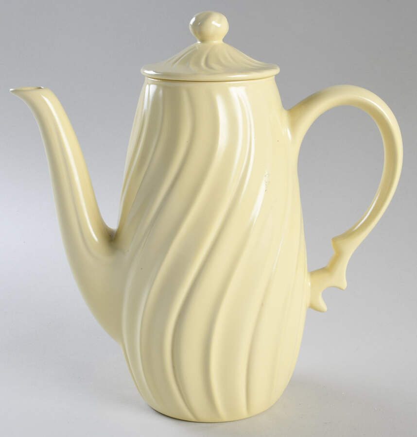 Coronado Yellow Matte Barrel Shape Coffee Pot & Lid by Franciscan-1