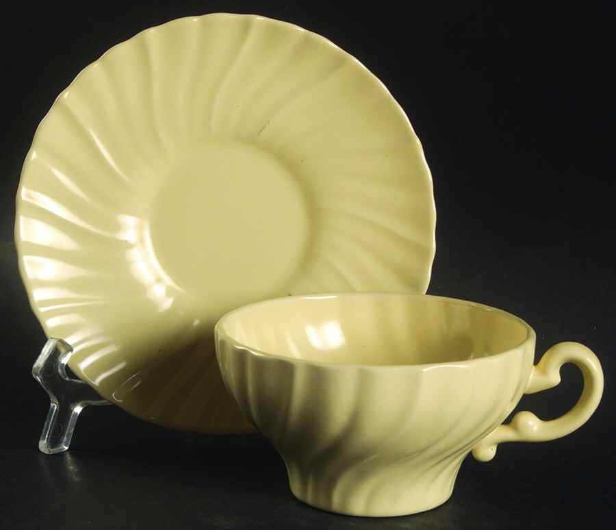 Coronado Yellow Matte Flat Cup & Saucer Set by Franciscan-1