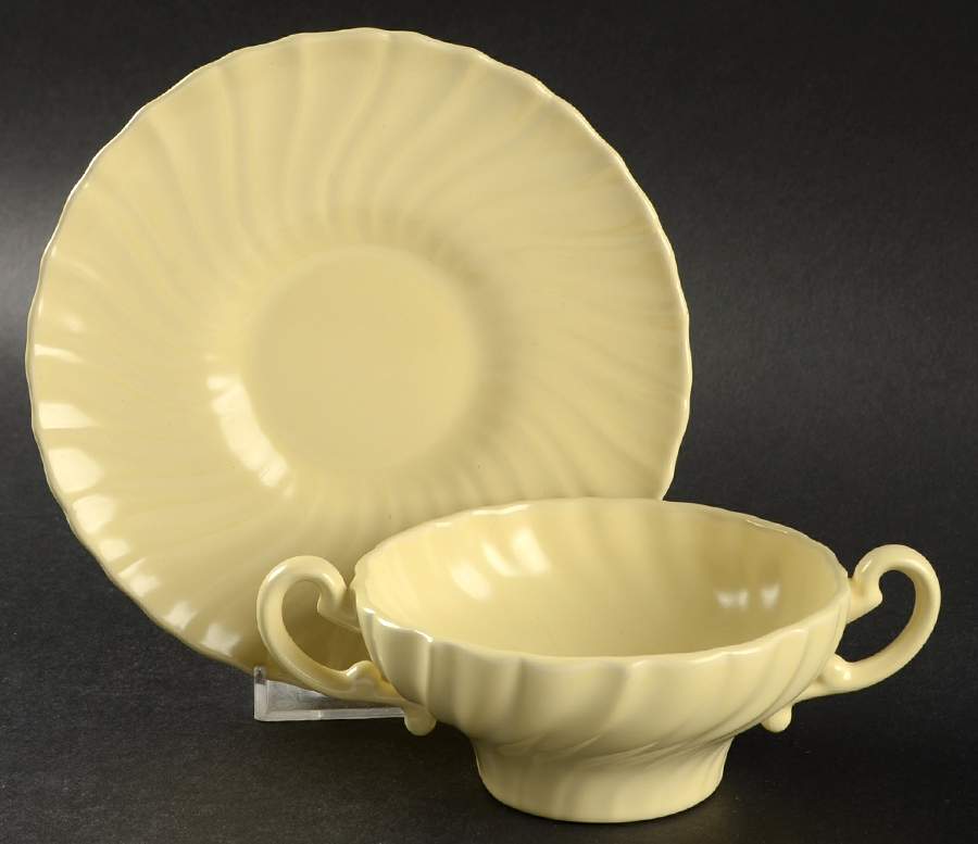 Coronado Yellow Matte Flat Cream Soup Bowl & Saucer Set by Franciscan-1