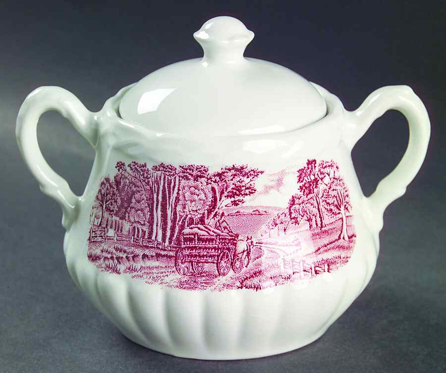 Countryside Red Sugar Bowl & Lid by Franciscan-1