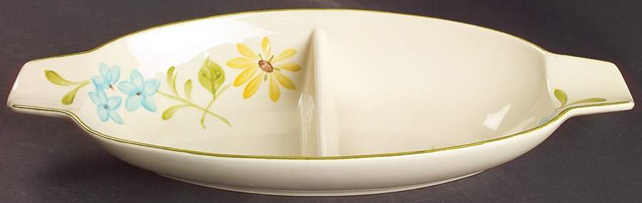 Daisy 13" Oval Divided Vegetable Bowl by Franciscan-1