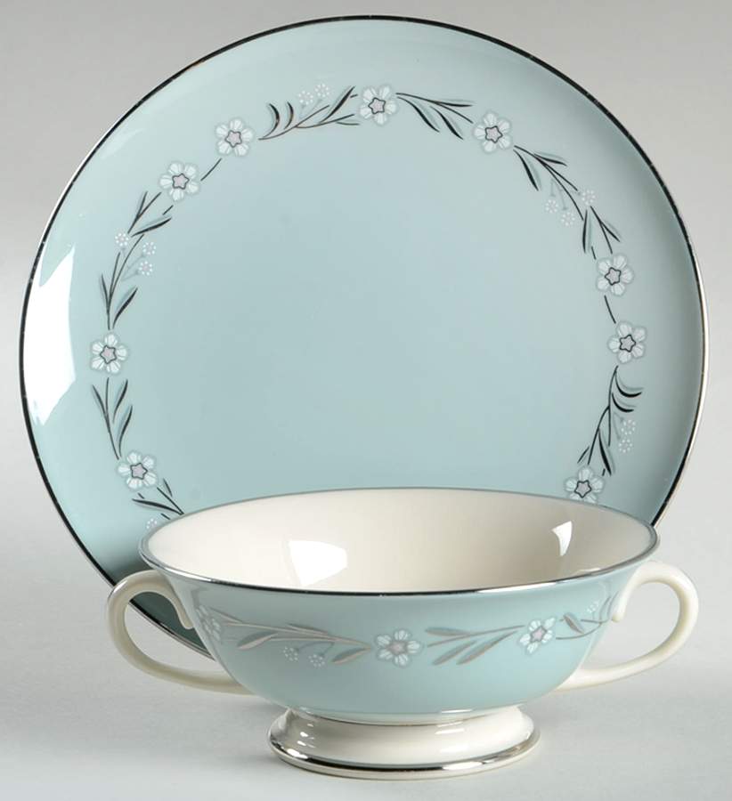 Del Rio Footed Cream Soup Bowl & Saucer Set by Franciscan-1