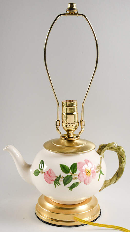 Desert Rose (USA Backstamp) 14 1/2"-15 1/8" Teapot Lamp No Shade  HC by Franciscan-1