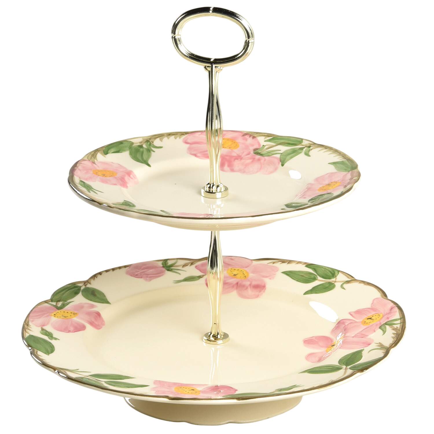 Desert Rose (USA Backstamp) 11 1/4"  2 Tier Footed Serving Tray (DP,SP,FR) HC by Franciscan-1