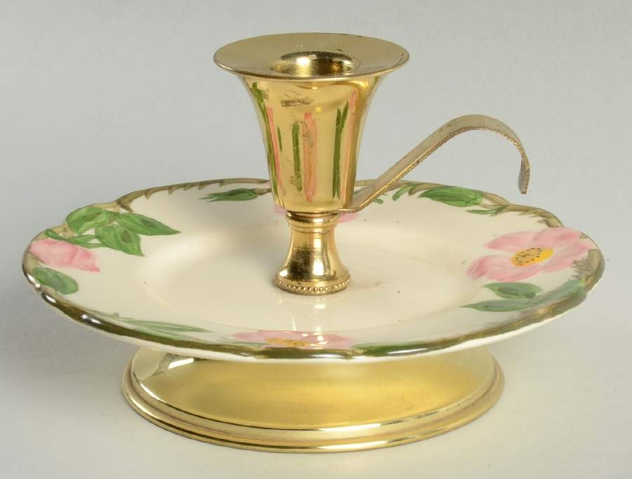 Desert Rose (USA Backstamp) Candlestick Holder, Hld Met, Tin by Franciscan-1