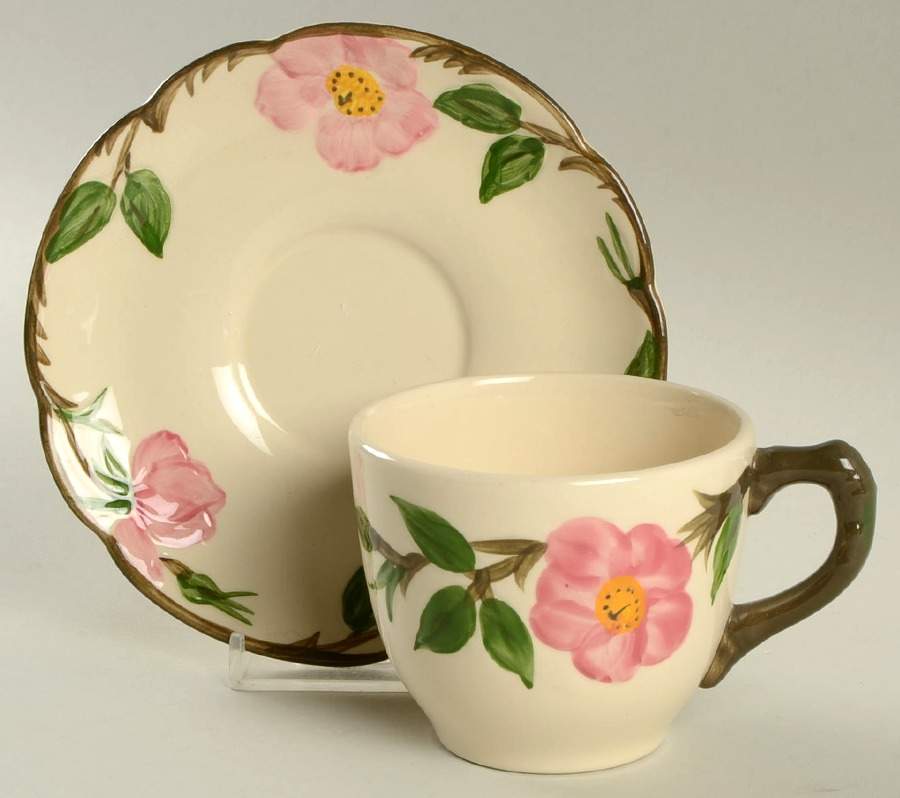 Desert Rose (USA Backstamp) Flat Cup & Saucer Set by Franciscan-1
