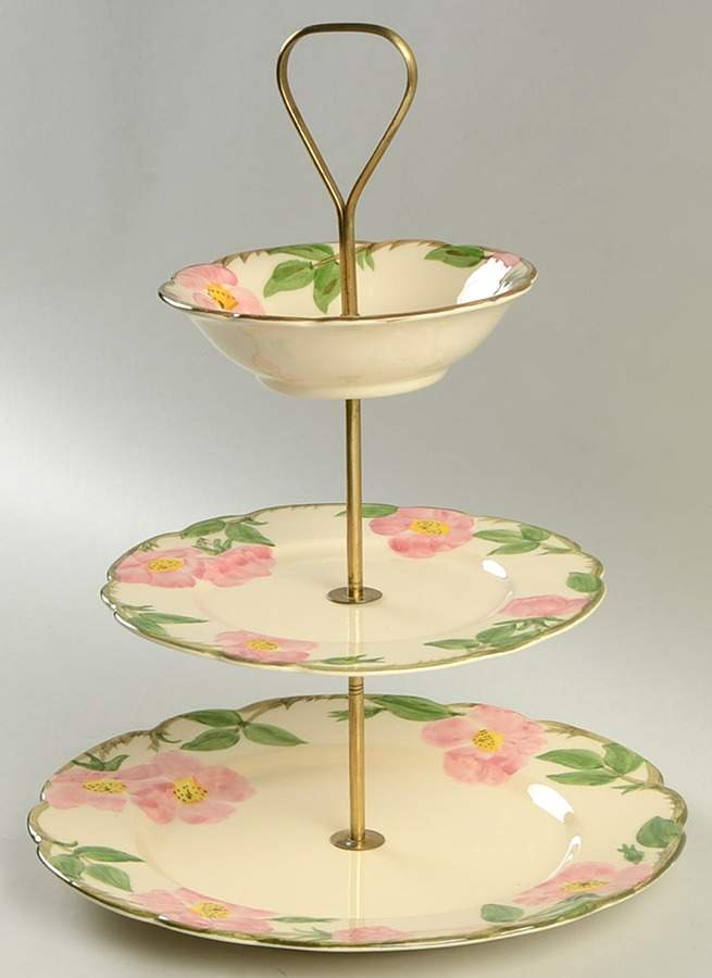 Desert Rose (USA Backstamp) 3-Tiered Serving Tray (DP, SP, CERC) by Franciscan-1