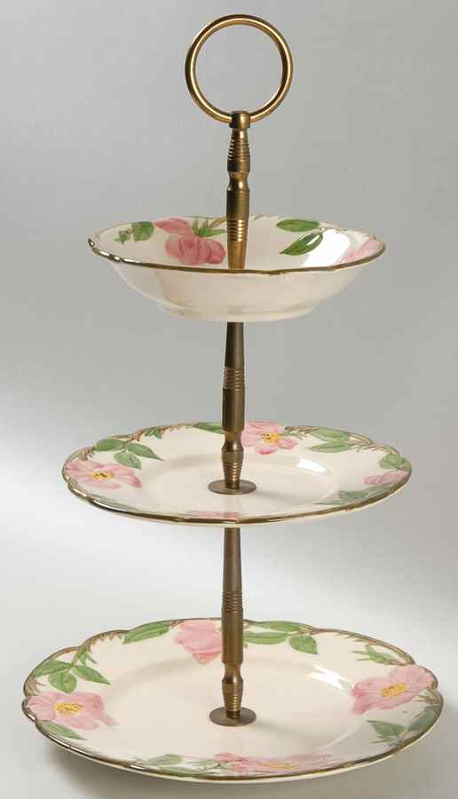 Desert Rose (USA Backstamp) 3-Tiered Serving Tray (SP, BB, FR) by Franciscan-1
