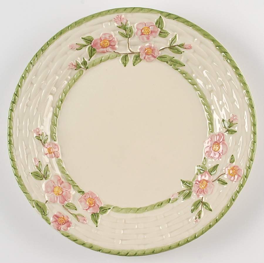Desert Rose (England and Portugal Backstamp) Dinner Plate w/Basketweave Border by Franciscan-1