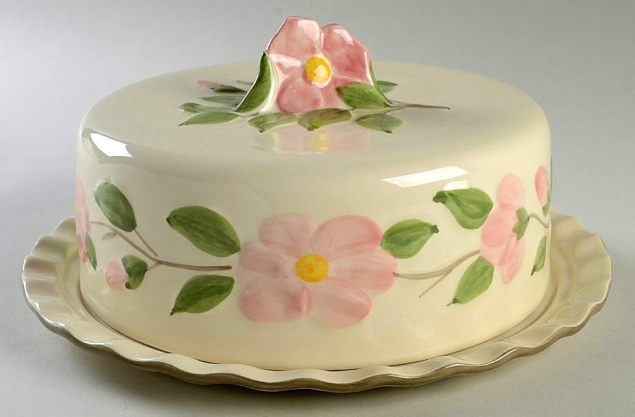 Desert Rose (England and Portugal Backstamp) Large Covered Cake Plate by Franciscan-1