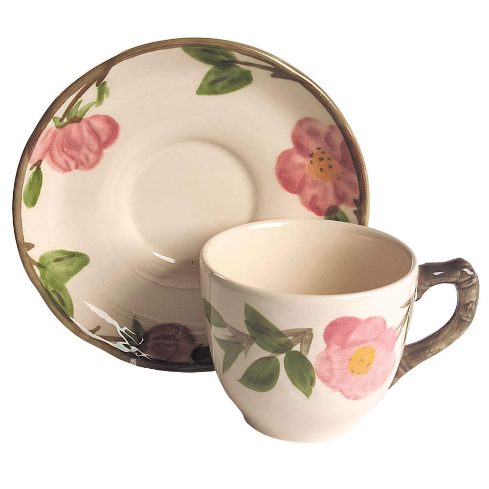Desert Rose (England and Portugal Backstamp) Flat Cup & Saucer Set by Franciscan-1