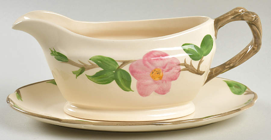 Desert Rose (England and Portugal Backstamp) Gravy Boat & Underplate by Franciscan-1