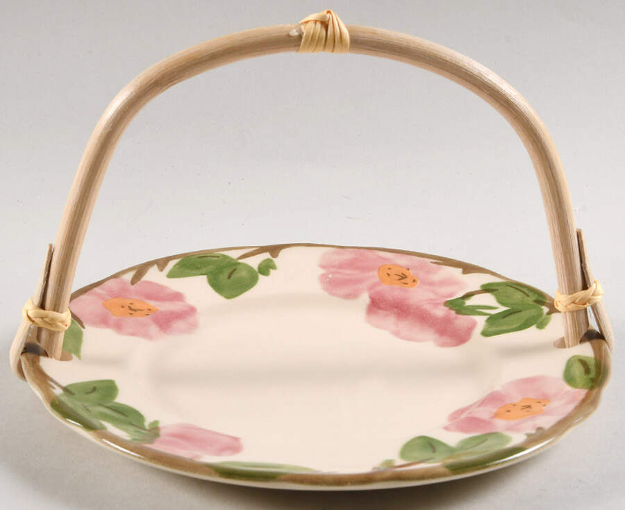 Desert Rose (England and Portugal Backstamp) 5 3/8"-5 5/8" Bamboo Handled Serving Plate  HC by Franciscan-1