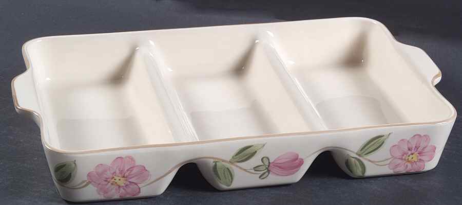 Desert Rose (England and Portugal Backstamp) 3 Part Rectangular Divided Server by Franciscan-1