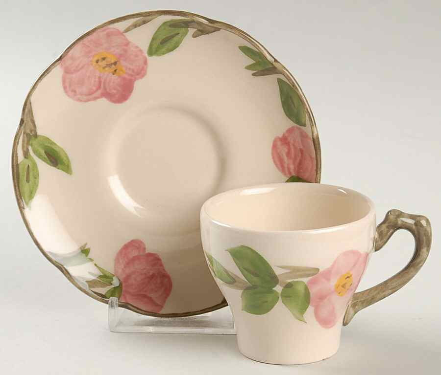 Desert Rose (England and Portugal Backstamp) Flat Demitasse Cup & Saucer Set by Franciscan-1
