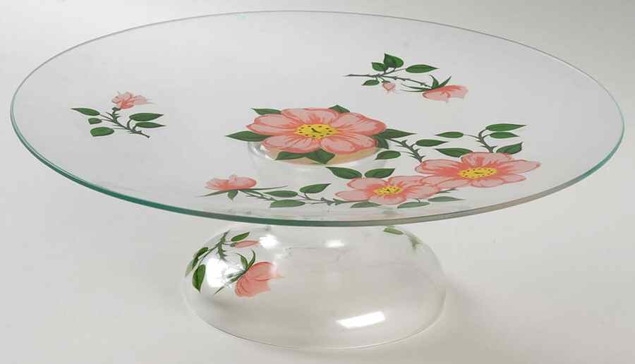 Desert Rose (England and Portugal Backstamp) 12" Glassware Cake Stand by Franciscan-1