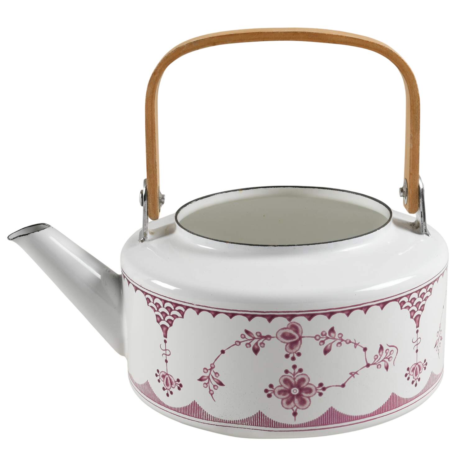 Erica Pink (White) Metal Kettle No Lid by Franciscan-1