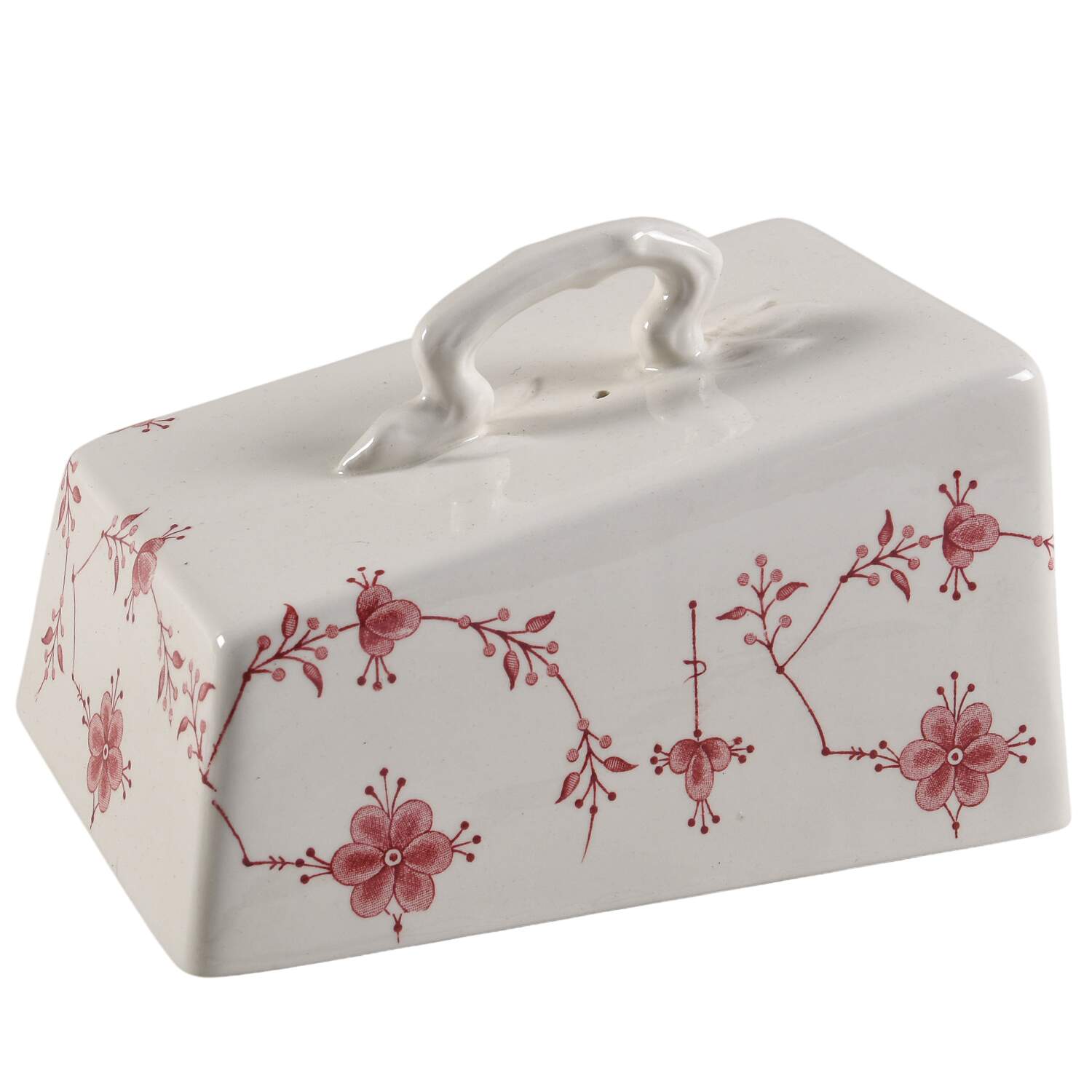 Erica Pink (White) Cheese Dish Lid, Lid Only (Wedge) by Franciscan-1