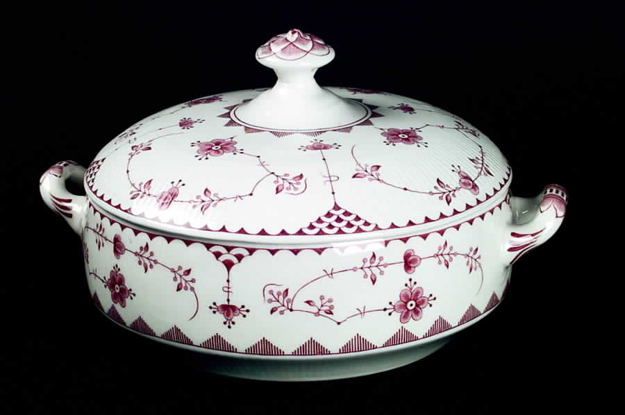 Erica Pink (White) Round Covered Vegetable by Franciscan-1