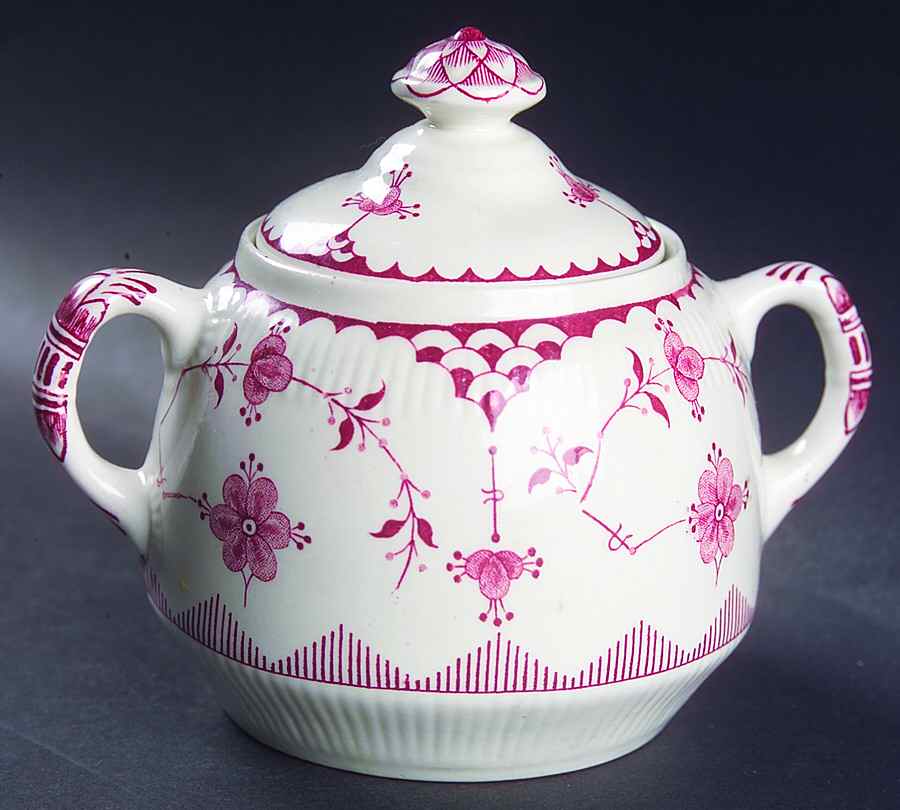 Erica Pink (White) Sugar Bowl & Lid by Franciscan-1