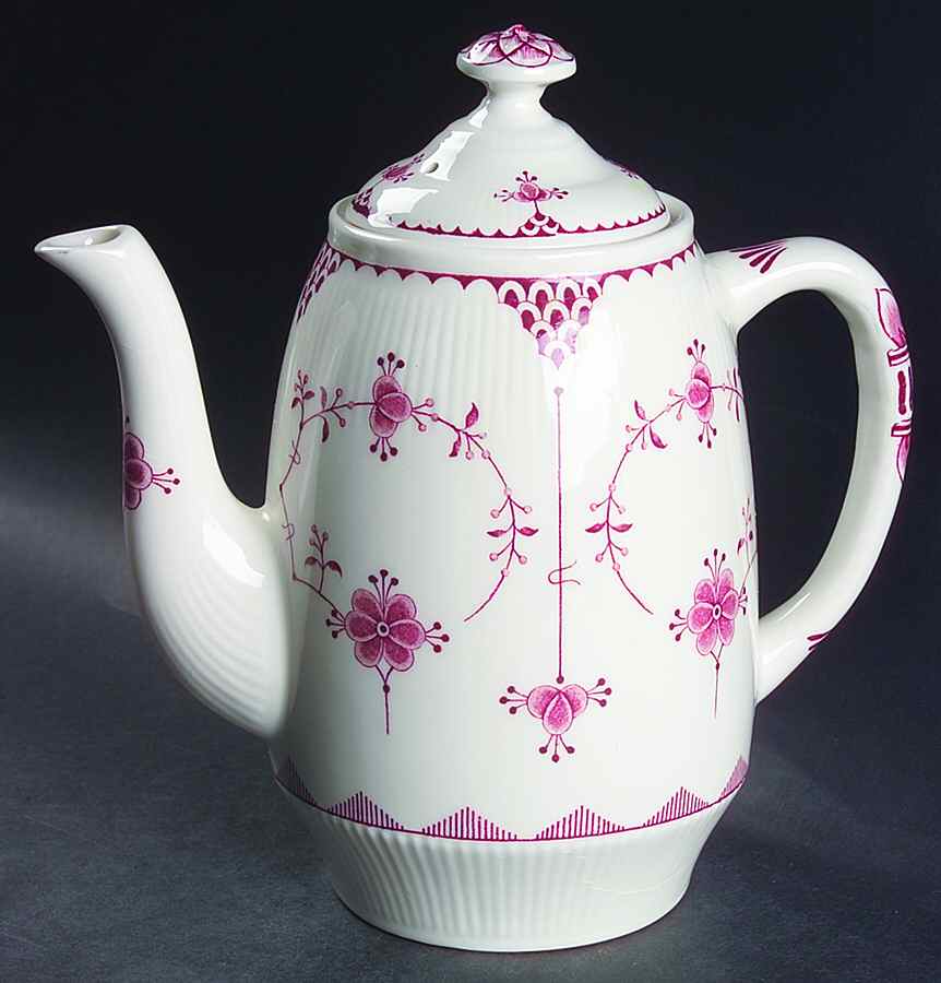 Erica Pink (White) Coffee Pot & Lid by Franciscan-1