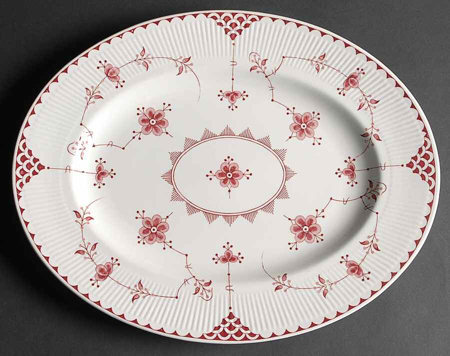 Erica Pink (White) 14" Oval Serving Platter by Franciscan-1