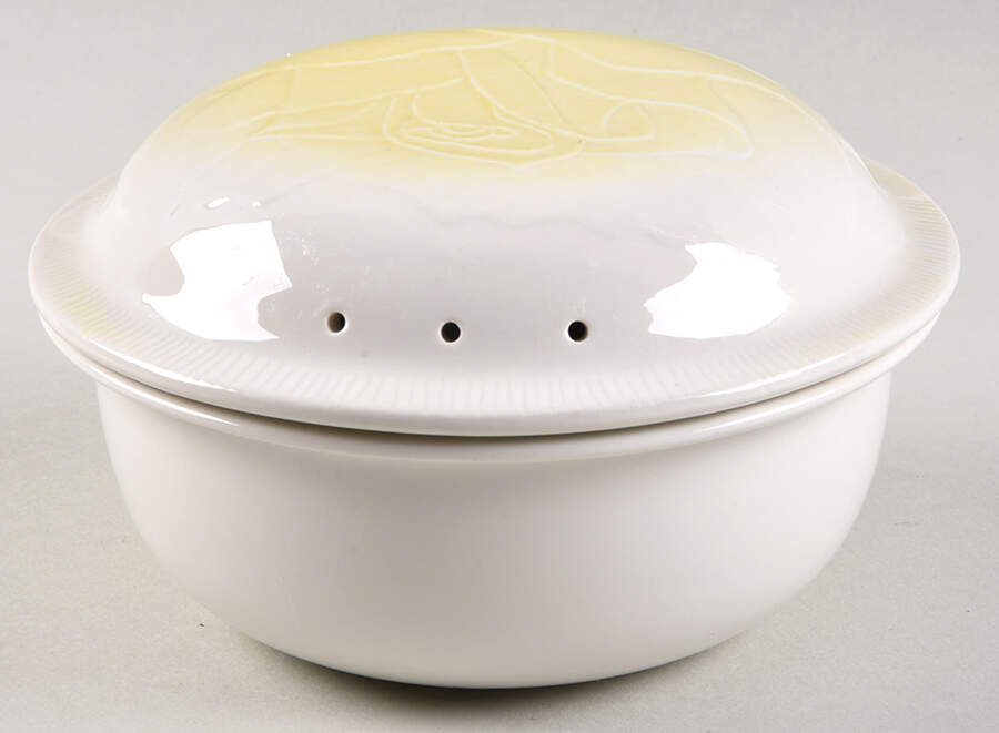 Floral Sculptures Yellow Individual Casserole & Lid by Franciscan-1