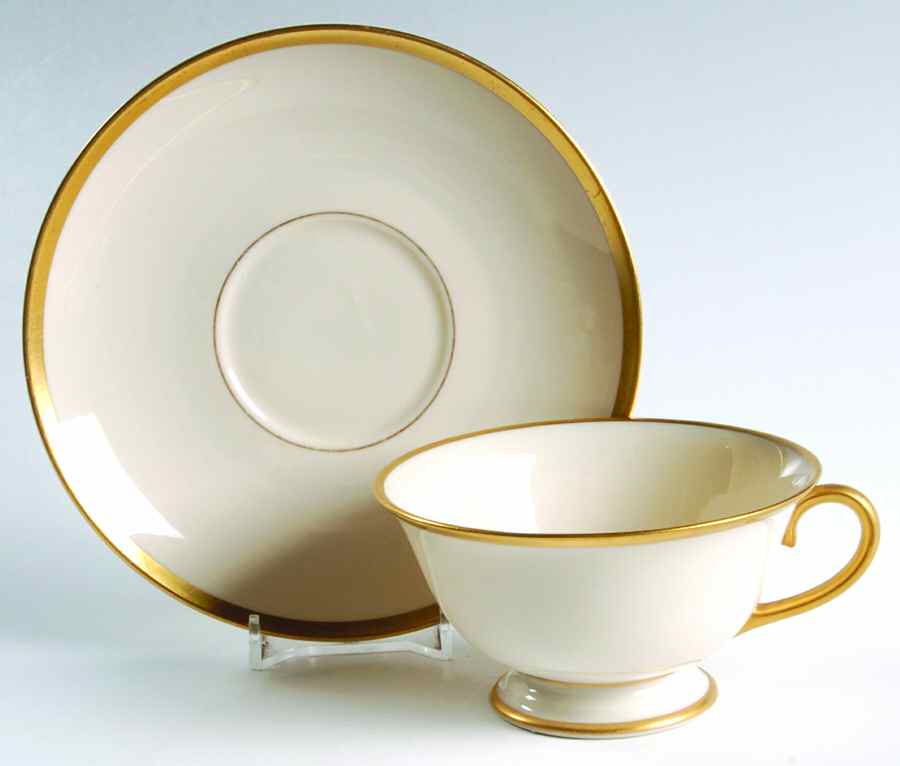 Gold Band (202 Encanto Coupe) Footed Cup & Saucer Set by Franciscan-1