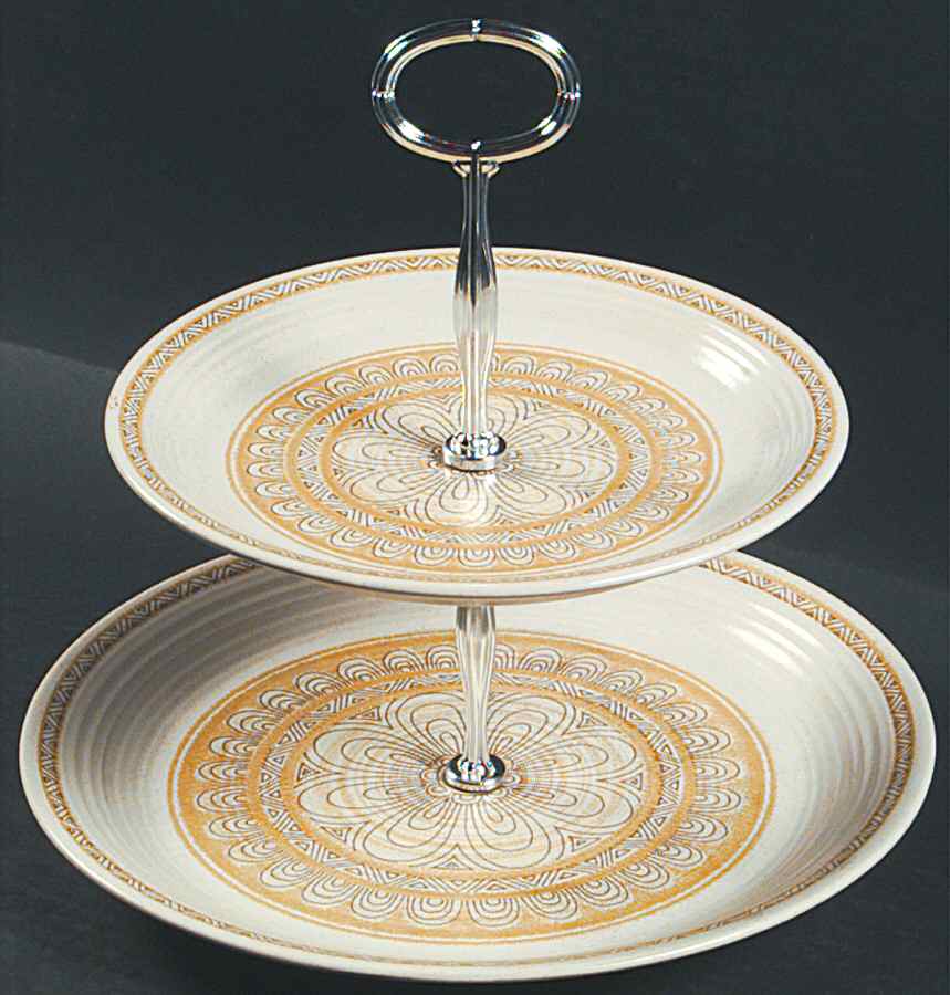Hacienda Gold (USA) 6 5/8"-10"  2 Tiered Serving Tray (Dp, Sp) HC by Franciscan-1